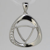 Sterling Silver Semi Mount Pendant Setting Trillion Tri 11x11mm Halo w/ Topaz - Syzjewelry